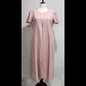 Vintage Olivia Rose Dress Size 16P Pink Gingham Floral Cottagecore flaw